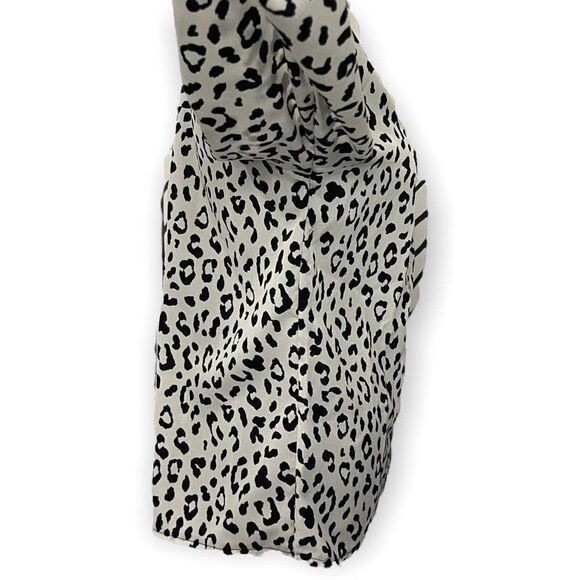 Shein Black White Animal Print Colorblock Blouse US SIZE 6 Casual Long Sleeve - Picture 3 of 6